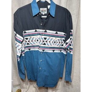 Mens L Western Cowboy Shirt Aztec Southwest Pattern Cumberland Outfitters VTG